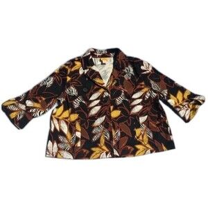 Ruby Rd Woman Jacket Size 14 Multicolor Bolero Flared Buttons Leaves Vintage